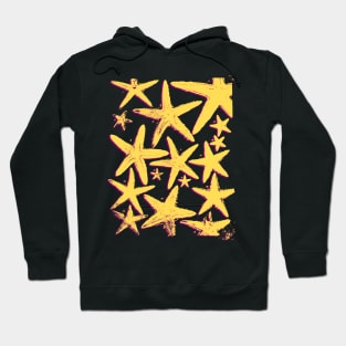 Glitchy Sea Stars Yellow Pink Colorful Hoodie